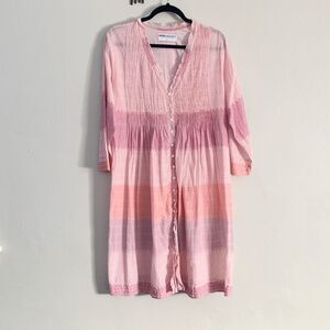 One Season Australia Pink Ombré Cotton Button-Front Dress | Size L